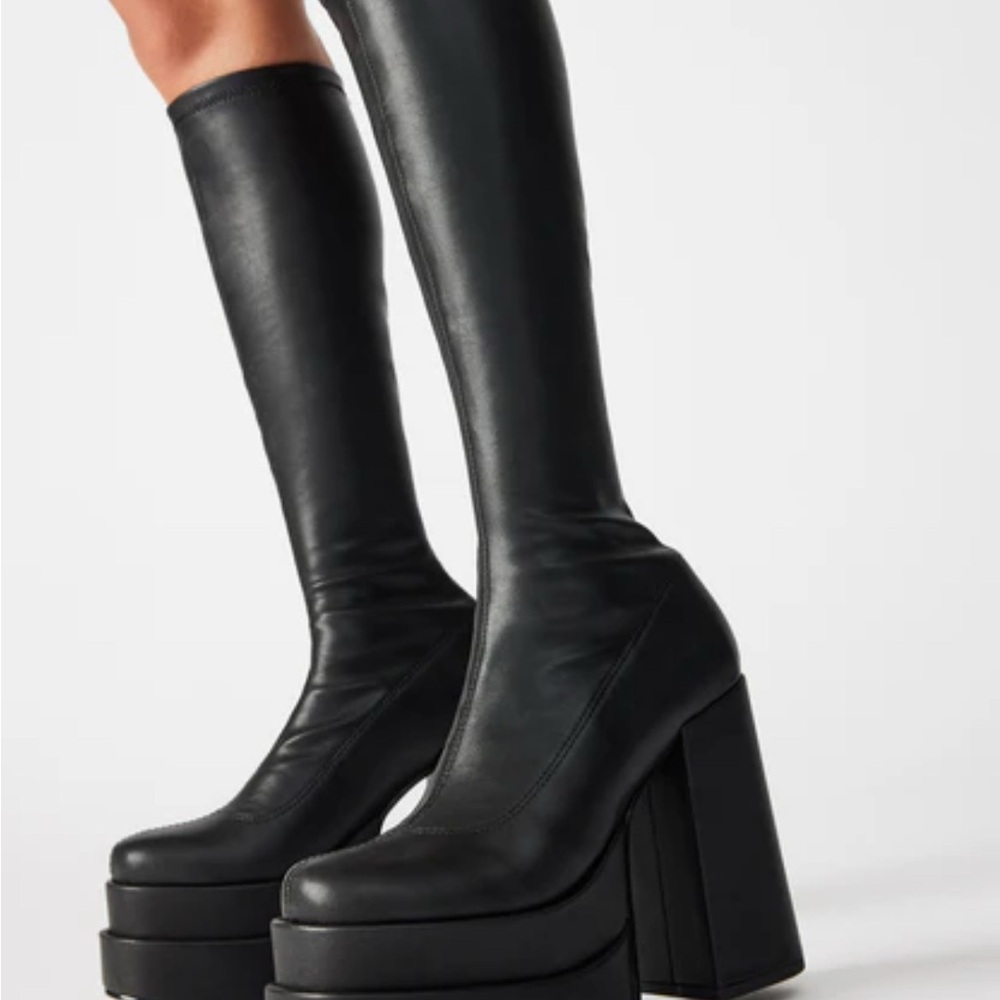 Steve Madden Black Platform Knee-High Boots